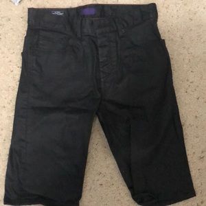 Men’s black shiny black jean shorts